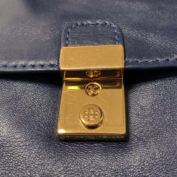 Tory Burch Priscilla Navy Blue Leather Bag - Picture 7 of 11